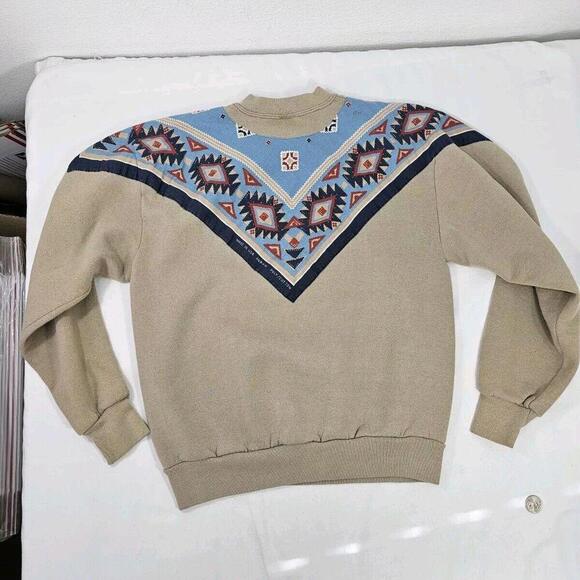 Vintage 80s Aztec Southwestern Bandana Sweatshirt Jerzees Womens Size M - Picture 2 of 15